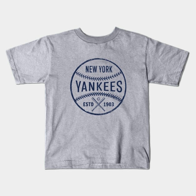 Vintage Yankees Ball by Buck Tee Kids T-Shirt by Buck Tee